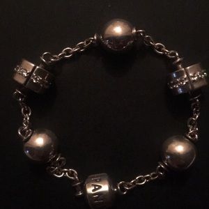 925 Pandora station bracelet with charm